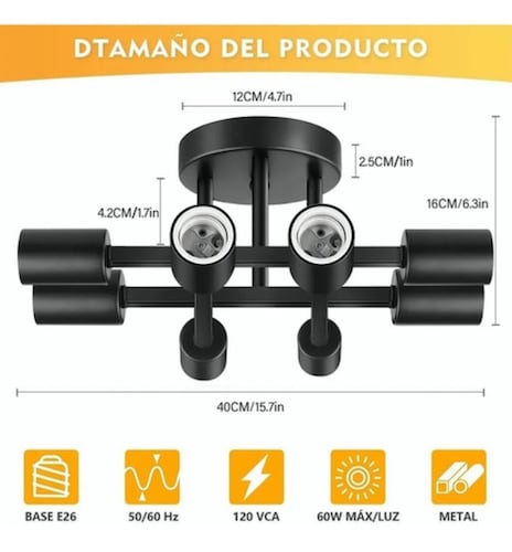 Lámpara De Techo Moderna Negro Colgantes De Techo De 8 Luces