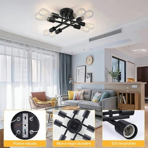 Lámpara De Techo Moderna Negro Colgantes De Techo De 8 Luces