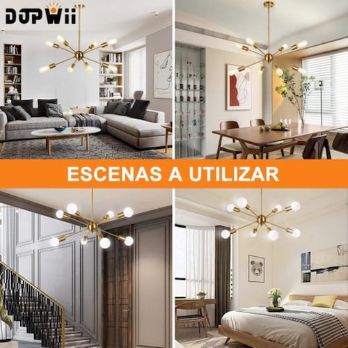 Lamparas Colgantes Vintage 8 Luces Sin Bombillas Dorado