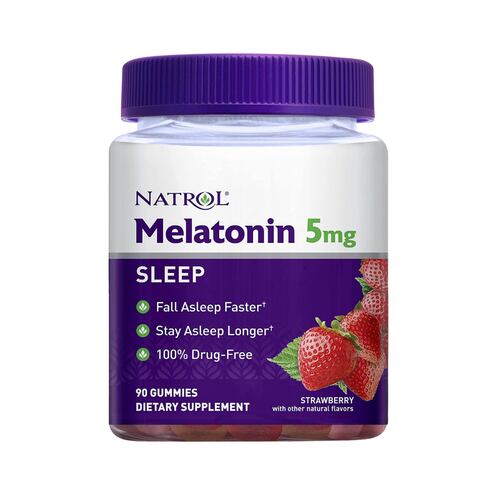 Melatonina Natrol 90 Gomitas 5mg Vegano Conciliar el sueño Sabor Fresa para Adulto.