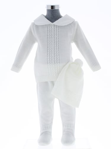 Conjunto Tejido tipo Mameluco para Bebé Blanco 0 a 2 años 3391..