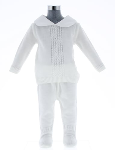 Conjunto Tejido tipo Mameluco para Bebé Blanco 0 a 2 años 3391..