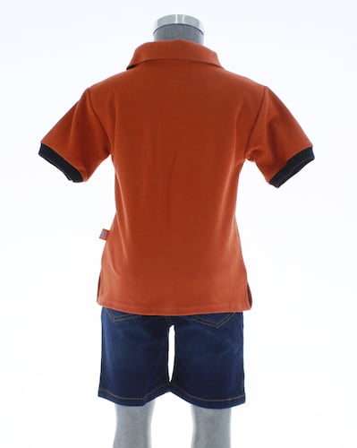 Conjunto Niño Shorts y Playera Naranja 3395 2 a 8 Años.