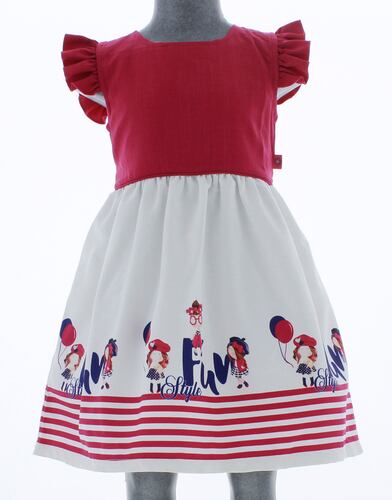 Vestido Niña Blanco con Fiusha 2 a 10 años 3396.