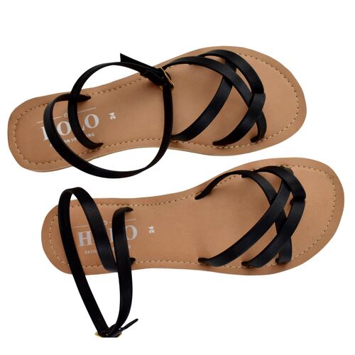 Sandalias negras tipo gladiador de pulsera  al tobillo tipo romano modelo California
