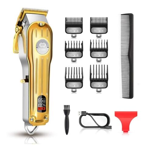 Maquina Para Cortar Cabello de 6 Peines Dorado con Plata