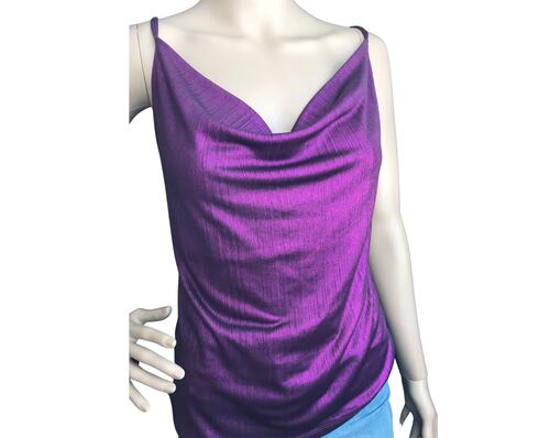 Blusa de tirantes cowl neck brillosa