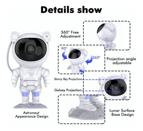 Lámpara De Astronauta Proyector De Estrellas Galáxia