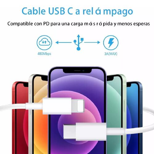 Cable De Carga Rápida Tipo C Para iPhone 11 12 13 14 iPad 2m