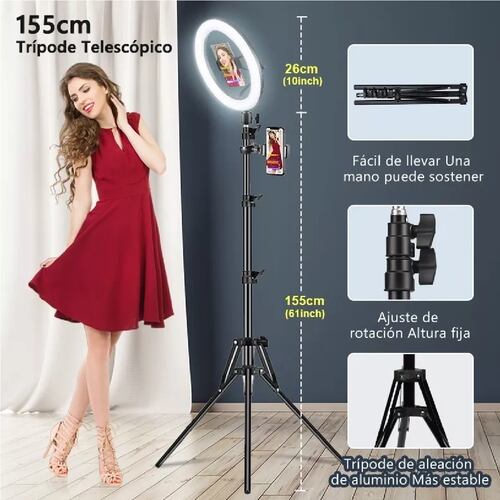 Aro De Luz  Maquillaje Led Con Remoto Tripie Foto Video