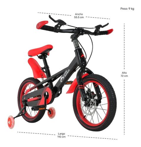 Bicicleta Infantil Niño Roja R16 Llantas Entrenadoras Frenos
