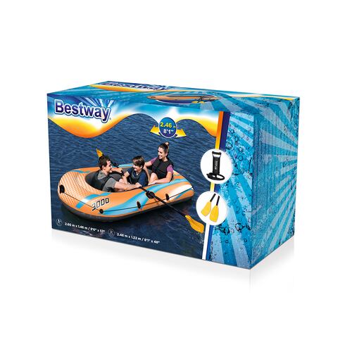 Bote Inflable Lancha Balsa Kondor Elite 3 Personas Con Remos