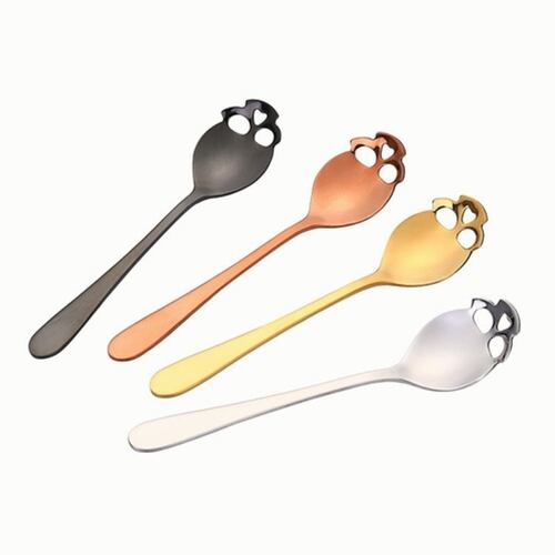 Cucharas De Acero Inoxidable Cráneo Para Postres O Cafe 4pz