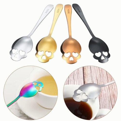 Cucharas De Acero Inoxidable Cráneo Para Postres O Cafe 4pz