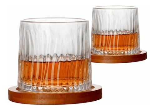 Juego De 2 Vasos De Whisky, Vasos Giratorios Transparent glacier