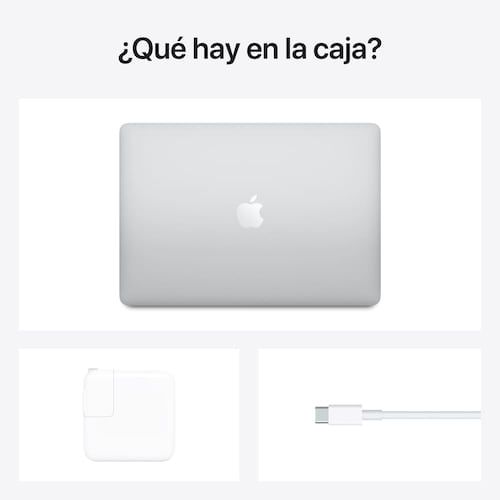 Apple MacBook Air de 13.3'', Apple M1, 8GB RAM, 256GB SSD, macOS Big Sur, Plata.