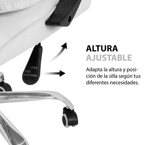 Sillon Ejecutivo de Oficina con Respaldo Alto, Cubierta de Tela Tipo Piel con Base de Metal y Ruedas Giratorias, Silla Ergonomica con Ajuste de Altura