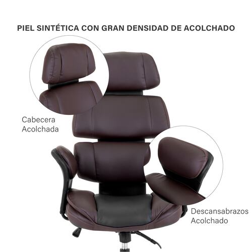 Silla Ejecutiva Ergonómica Onof de Piel con Respaldo Alto para Oficina, Altura Ajustable para Computadora