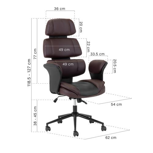 Silla Ejecutiva Ergonómica Onof de Piel con Respaldo Alto para Oficina, Altura Ajustable para Computadora