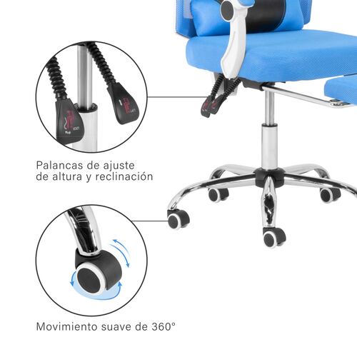Silla de Oficina Onof con Almohadillas Lumbares + Reposacabezas + Reposapies , Silla de Trabajo Giratoria con Altura Ajustable
