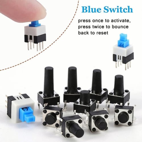Kit De Push Button 4 Pines Diferentes Tamaños 180 Pzas Caja NEGRO