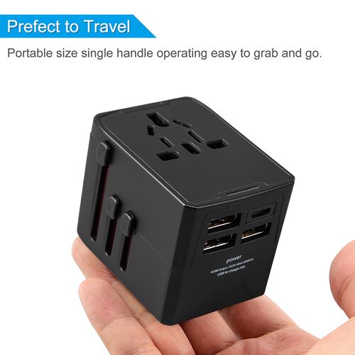 Adaptador de viaje internacional con enchufe universal, 3 puertos USB y 1 Tipo C, ideal para más de 160 países