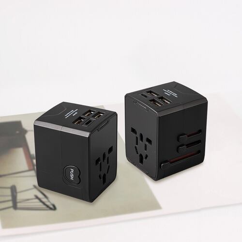 Adaptador de viaje internacional con enchufe universal, 3 puertos USB y 1 Tipo C, ideal para más de 160 países