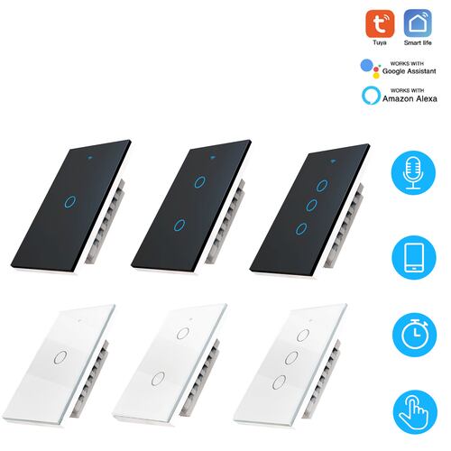 Apagador inteligente WiFi 2 vías, interruptor de luz de pared Smart Switch compatible con Alexa, Google Home, Smart Life