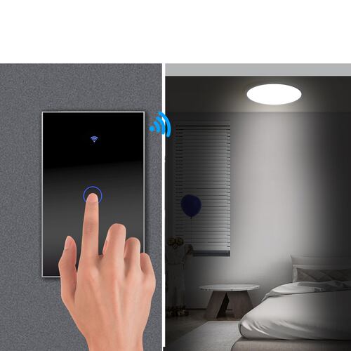 Apagador inteligente WiFi 1 vía, interruptor de luz de pared Smart Switch compatible con Alexa, Google Home, Smart Life