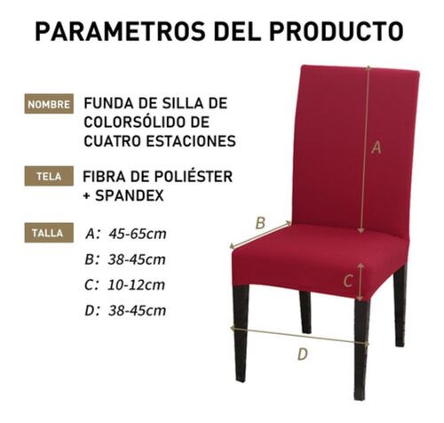 6 Fundas para silla 60x50 cm Rojo