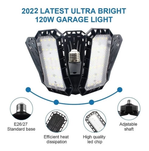 Foco Led Dirigible 5 Aspas 120w Potente BLANCO CON NEGRO
