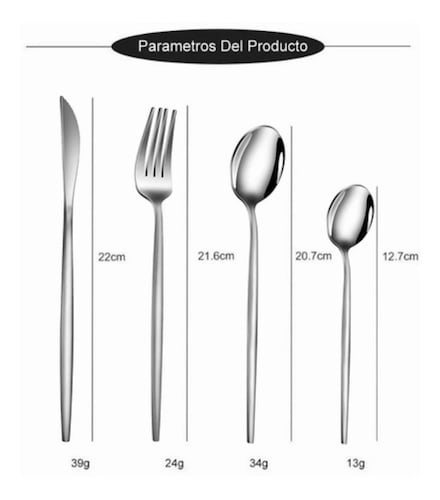 Juego De Cubiertos De Acero Inoxidable, 24 Piezas PLATA
