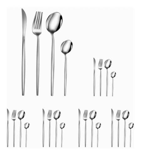 Juego De Cubiertos De Acero Inoxidable, 24 Piezas PLATA