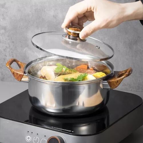 Bateria De Cocina 6 Pcs Cacerolas Y Sarten Acero Inoxidable