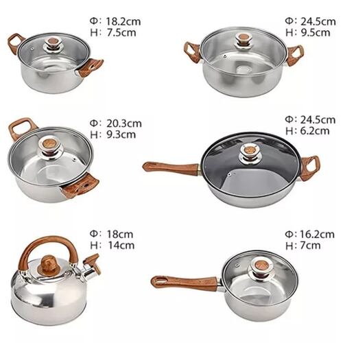 Bateria De Cocina 6 Pcs Cacerolas Y Sarten Acero Inoxidable