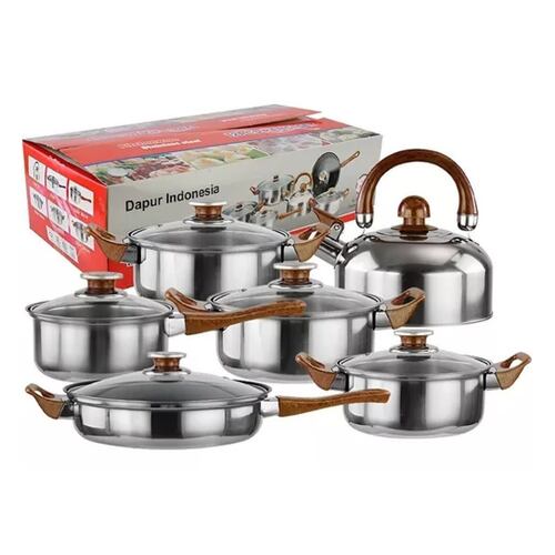 Bateria De Cocina 6 Pcs Cacerolas Y Sarten Acero Inoxidable