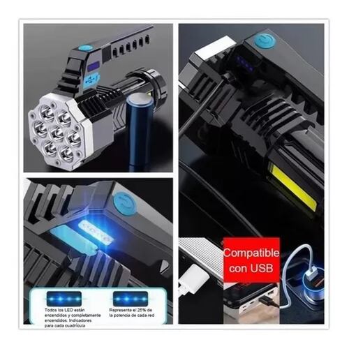 Linterna Táctica Recargable Lámpara De Mano Portátil Led+cob