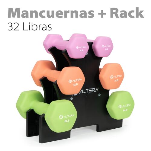 Kit con 3 Pares Mancuernas Hexagonales Altera  3, 5 y 8 Lbs con Forro de Neopreno Premium para Ejercicio