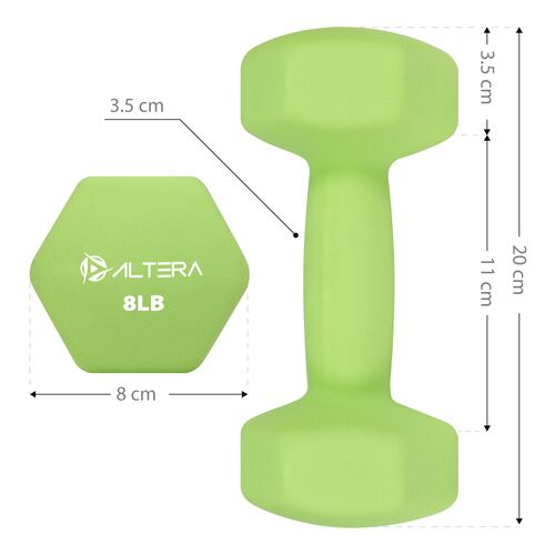 Kit con 3 Pares Mancuernas Hexagonales Altera  3, 5 y 8 Lbs con Forro de Neopreno Premium para Ejercicio
