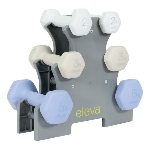Mancuernas Hexagonales Eleva de 2, 3 y 5 Lbs 6 Piezas 20 Libras con Rack de Almacenamiento para Mancuernas Equipo De Ejercicio Fitness Gimnasio