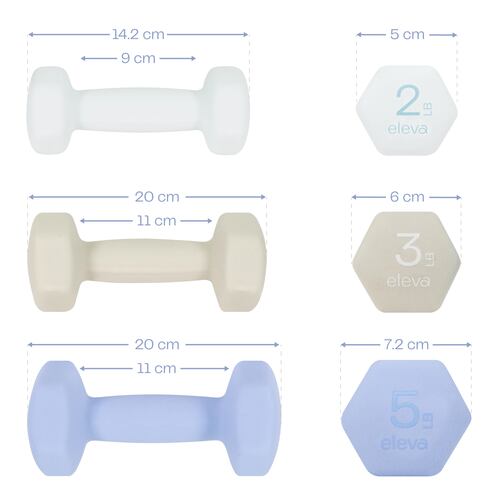 Mancuernas Hexagonales Eleva de 2, 3 y 5 Lbs 6 Piezas 20 Libras con Rack de Almacenamiento para Mancuernas Equipo De Ejercicio Fitness Gimnasio