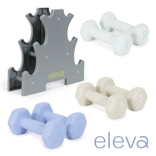Mancuernas Hexagonales Eleva de 2, 3 y 5 Lbs 6 Piezas 20 Libras con Rack de Almacenamiento para Mancuernas Equipo De Ejercicio Fitness Gimnasio