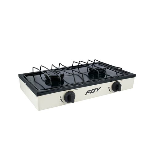 Estufa Parrilla Gas Lp 2 Quemadores Acero Blanco Camping Foy
