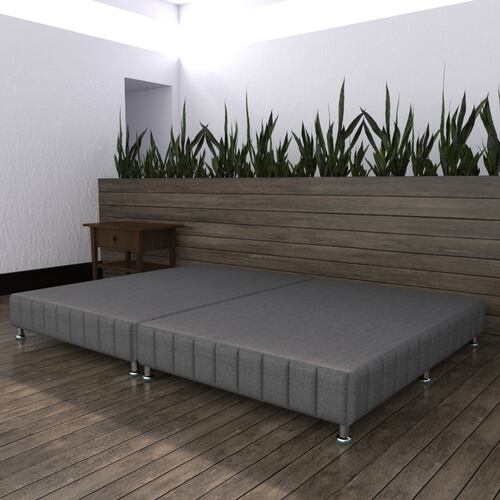 Base Box King Size Tapizado Gris con Patas.