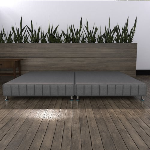 Base Box King Size Tapizado Gris con Patas.