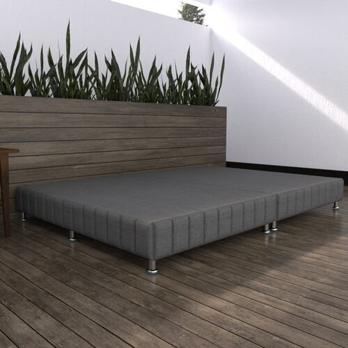 Base Box King Size Tapizado Gris con Patas.