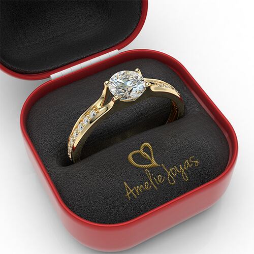 Anillo de compromiso en Oro Amarillo de 10K Amelie Joyas.