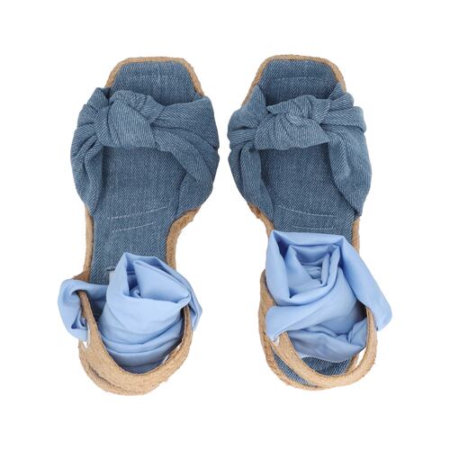 Alpargata De Plataforma Aesthetic Con Yute Mezclilla Oggi Azul Para Mujer Estilizada.