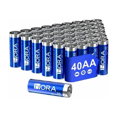 Paquete De 40 Pilas Con Estuches Baterias Alcalinas Aa.