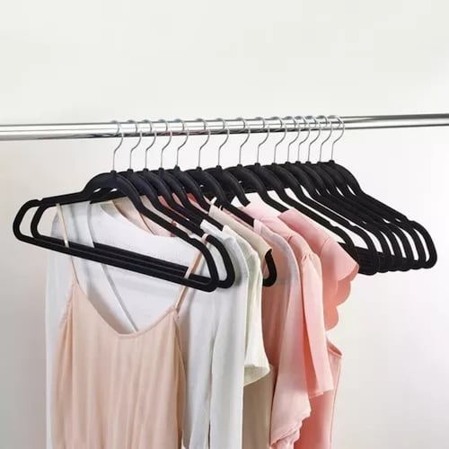 50 Ganchos Para Ropa Terciopelo Alta Calidad Ultra Durables